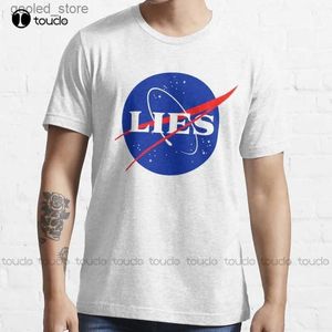 Męskie koszulki Nowa przestrzeń kłamstw jest fałszywą t-shirtem spiskową na Ziemi czarna koszulka bawełniana T-shirt S-5xl Q240316