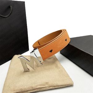2023 M Luxury designer Belt Buckle Fashion Genuine Leather Women Belts For men Letter Double Big gold silver classical