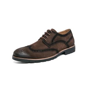 Scarpe classiche da uomo in pelle derby brogue in pelle scamosciata traspirante punta tonda con lacci scarpe da ufficio da ufficio per feste scarpe casual per uomo