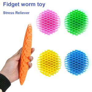 Fidget Worm Worm Toy Elastic Mesh 감각 변형 가능한 플라스틱 파편 감자 손바닥 놀이 핀치 재미 Fidget 장난감 불안 완화 장난감