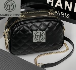 2023 Doppellagige kleine runde Tasche, Tragetasche, Einzelschulter-Crossbody-Leder-Diamantgitter-Tasche, Ersatzlogo MARRY KOSS