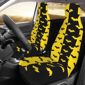 Capas de assento de carro preto e amarelo padrão de morcego capa à prova d'água adequada para todos os tipos de modelos de almofada de animal estilo de tecido