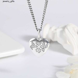 Ожерелье Love Intrepid из 100% чистого серебра 925 пробы, винтажное ожерелье с изображением глаз, цветов и птиц, кулон в форме сердца, Ins Пара