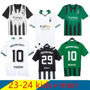 23 24 25 Borussia Monchengladbach Soccer Jerseysファンプレーヤーバージョン2023 2024ホームGladbach Elvedi Zakaria Neuhaus Ginter Thuram Men Kids Football Shirds