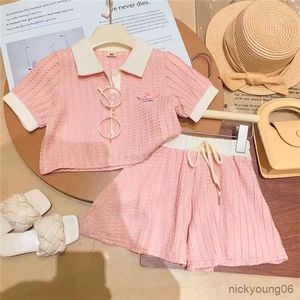 Conjuntos de roupas meninas ternos verão manga curta camisa polo + shorts crianças conjuntos de duas peças crianças bebê menina roupas conjunto kaii princesa roupas