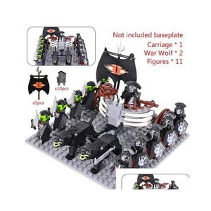 Blocks Moc Medieval Lotr Figures Black Woes Mounted Chariots Len Lotte Action Dolls Brick Assembled Building Toys Drop Delivery Dh9Er