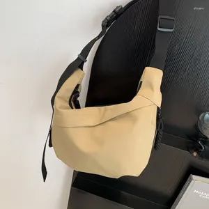 Hobo Fashion Solid Color Versatile Nylon Women's Single Shoulder Crossbody Bag Simple Casual Storage Commuter Dumpling Bags