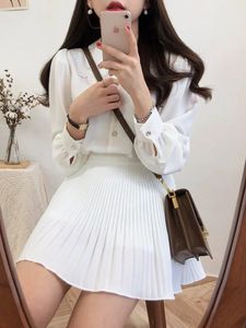 Girls Skirt Women S-XL Short Skirt Korean Chiffon High Waist School Girl Skirt Vintage Mini Skrits Summer Irregular 240311