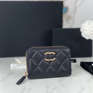 Portafogli originali di alta qualità Portafogli Portamonete Porta carte con cerniera Moda Modello a sfera centrale Portamonete Autentica borsa portacarte in pelle di vacchetta Pochette con scatola