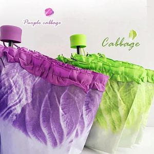 Umbrellas Creative Cabbage Umbrella Lettuce Folding Sunny And Rainy S Anti-uv Beach Funny Vegetable Parasol Women Gifts