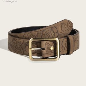 Belts Spicy Girl Daily Brown Texture Small Crowd Needle Buckle Belt Special Printed Pattern Belt for Men and WomenY240316