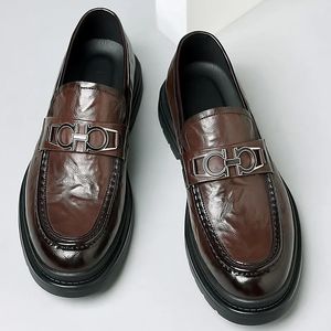 American Men's Casual Shoes Comfortable Fashion Luxury Loafers Men's Leather Shoes Heightening Loafers Beans Driving Shoes