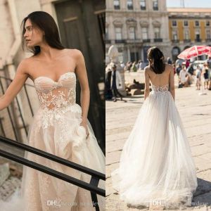 Wedding Dresses Liz Martinez Sweetheart Lace Appliques Bridal Gowns Sexy Open Back Chapel Train Mermaid Wedding Dress