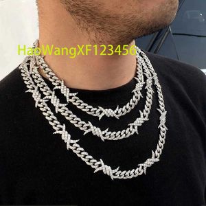 Hip hop jóias homens espinho zircônia cúbica diamante braçadeira cubana silber punk corrente de ouro arame farpado link pulseiras colar