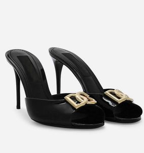 Eleganta varumärke kvinnor keira sandaler skor patent läder mules grön svart naken öppen tå hög klackar dam komfort gå perfekt skor EU35-43
