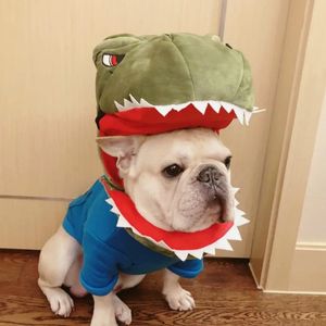 Chapéu para cães cães acessórios traje francês bulldog roupas golden retriever filhote de cachorro vestuário pet festa cosplay dinossauro capacete 240305