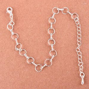 Link pulseiras simples cor prata círculos pulseira pulseiras para mulher doce metal redondo corrente feminino presentes por atacado