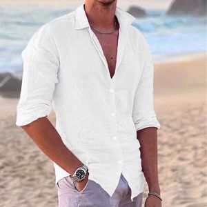 Camisas casuais masculinas vestido de negócios moda casual moda algodão e linho fino ajuste cor sólida cardigan camisa para menc24315