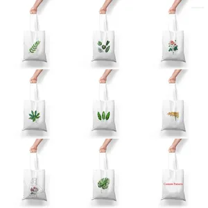 Сумки для покупок, сумка с принтом листьев, эко-многоразовая складная сумка большой емкости, дорожная пляжная сумка с цветочным принтом, изготовленная на заказ