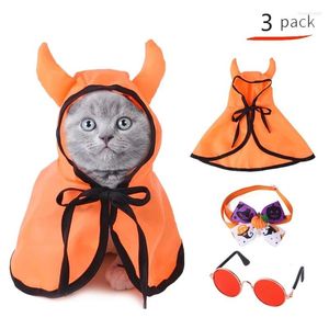 Cat Costumes Halloween Cloak Collar Set Bow Horn Pet Costume Cosplay