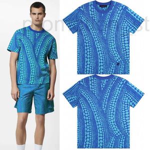 Homens camisetas Designer Mens Verão L All Over Pumpkin Crewneck Gráfico Vibrante Azul V Coleção Allover Jacquard Motif Outdoor Casual Tee T-shirt I5ES