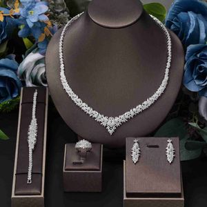 Set di gioielli da sposa 4 pezzi di sposa zirconi set completo di gioielli da festa da donna di lusso Dubai Nigeria CZ set di collana di nozze di cristallo di lusso Q240316