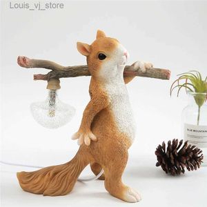 Table Lamps Lovely Squirrel Resin Table Lamps Nordic Designer Living Room Decor Childrens Princess Room Bedside Lamp Decorative Desk Lights YQ240316