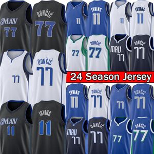 Stitched Dalla Maverickes Luka Doncic Kyrie Irving Basketball Jersey Dirk Nowitzki City 77 11 Blue Black Edition Green Jersey 2023 2024 Herr Youth Kid Shirt