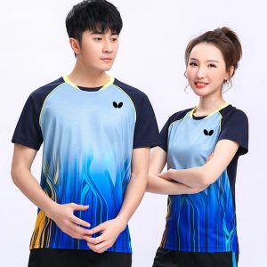 Tankar Ny snabbtorkning av bord Tenniskläder Män Skjorta T -shirt med utskrift badminton uniformer Kvinnor kostymer lapeltröja