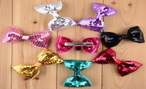 Nuovo Natale 19 colori Forcina Ricamo Archi con paillettes con clip Neonate Barrette Fermaglio per capelli Accessori per capelli per bambini C52657767474