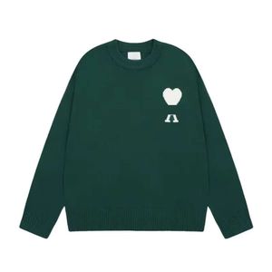 Amis Paris Autumn Winter Pullover Amirir Sweater Heart broderad Jacquard Paris Fashion Loose Casual Knitwear Amis For Men and Women Heart Hoodie 30