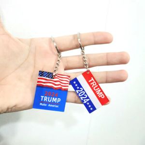 2024 Trump Falg Keychain Party 호의 선거 키 체인 캠페인 슬로건 플라스틱 키 체인 키링 2024316