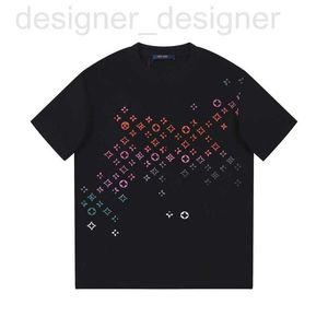 Męskie koszulki designerski T-shirt cyfrowy proces drukowania gradient gwiazda kwiat wzór mody Letni mężczyźni i kobiety modele bawełniane luźne UUQC