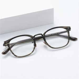 Optiska glasögon för män Kvinnor Retro Designer GMS-647TS Fashion Sheet Glasses Titanium Frame Detaljerad elasticitet Oval Style Anti-Blue Light Lens Plate with Box