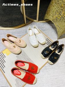 Tasarımcı Ayakkabı Kadın Sandalet Daireler Somunlar Sandal Espadriller Balıkçı Elbise Ayakkabıları Lüks Sandalet Ayakkabı Slayt Buzağı Deri Deri Plajı Günlük Tuval Ayakkabı 34-40