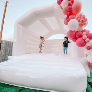 Para atividades de festa novo design inflável branco casamento salto castelo cama casa