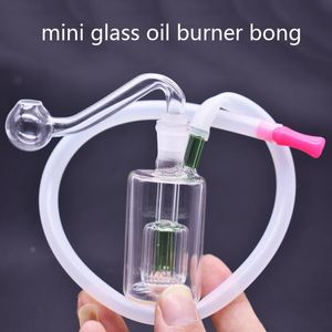 Cheapest Portable Hookah Bubbler Glass Bongs Water Pipe Pocket Mini Recycler Ashcatcher Dab Rig with 10 Mm Joint Banger Oil Nail Pipe and Hose