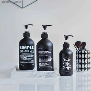 Shampoo balsamo Bottiglia di shampoo in vetro nero opaco distributore di sapone da bagno balsamo disinfettante per le mani sostituzione piccola bottiglia 250 ml 500 ml Q240316