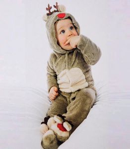 Jul New Baby Jumpsuit Autumn and Winter Pyjamas Baby Elk Coral Fleece Climbing Suit7180606