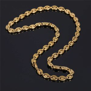 Daily Coffee Bean Stainless Steel Gold Plated Chunky Link Chain Necklace