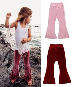 Barnkläder baby flickor byxor leggings vår höst barn kläd pleuche solid bellbottom byxor casual barn flare byxor5071343