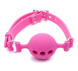 S ML Size Full Silicone Ball Gag per le donne Gioco per adulti Imbracatura per la testa Bocca imbavagliata Bondage Restrizioni Prodotti del sesso Giocattolo del sesso4634723