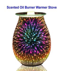 Essential Oil Diffuser Electric Candle Warmer Glass Tart Burner 3D Effect Night Light Wax Melt Warmer för hemmakontorets sovrum Y2001388424