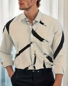 남성용 캐주얼 셔츠 2024 가을 셔츠 남성 정식 줄무늬 셔츠 슬림 남성 캐주얼 롱 슬리 셔츠 남성 셔츠 대형 6xl 편안한 셔츠 C24315