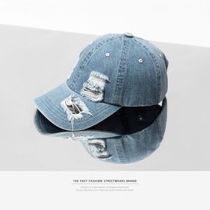 Denim hål skadade casual baseball caps mode streetwear mens hatt justerbart märke sommar snapback cx200714250l