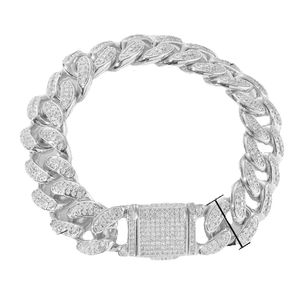 Iced Moissanit 100 % 15 mm T-Tester Diamant Pass Out Cuban Link Sterling Silber Lab Grown Gemstone Halskette GG Ester