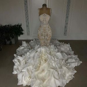 2024 Crystal Mermaid Wedding Dresses Sexiga älsklingspärlor