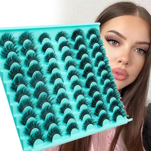 Thick Natural Fluffy Eyelashes 30 Pairs Set Soft Light Handmade Reusable Curly 3D Mink Fake Lashes Strip Eyelash Extensions Beauty Supply