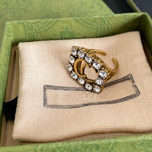 Anel de designer para homens luxo 18k banhado a ouro retro anel ajustável rhinestone charme presente clássico marca amor jóias primavera estilo moda