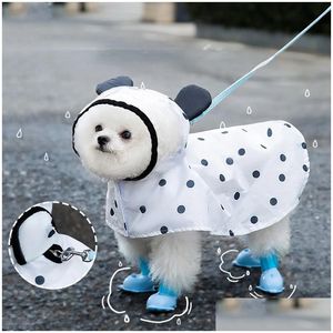 犬のアパレルレインコートサマーペットレインコートかわいいクマの耳小型および中型の犬用防水服
